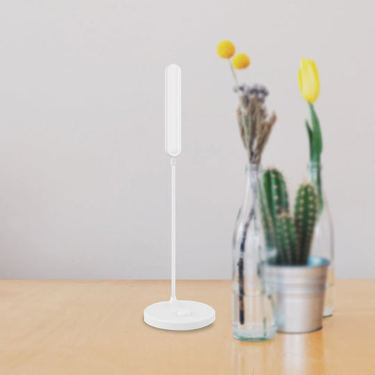 Adjustable LED Desk Lamp - White Modern Oblong Shade, Ideal for Bedside and Study Room Lighting