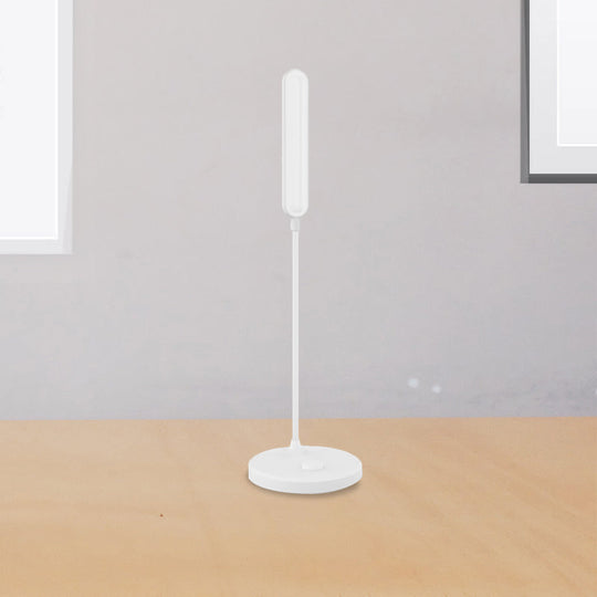 Adjustable LED Desk Lamp - White Modern Oblong Shade, Ideal for Bedside and Study Room Lighting