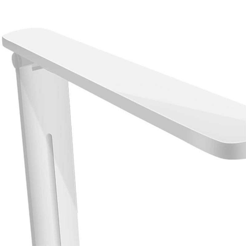 Adjustable White Oblong Shade Desk Lamp with Phone Holder - Modern Plastic Desk Light