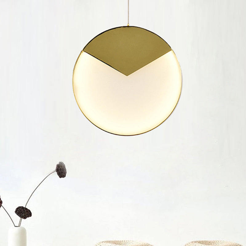 LED Gold Milk Glass Pendant Ceiling Lamp for Modern Living Room"