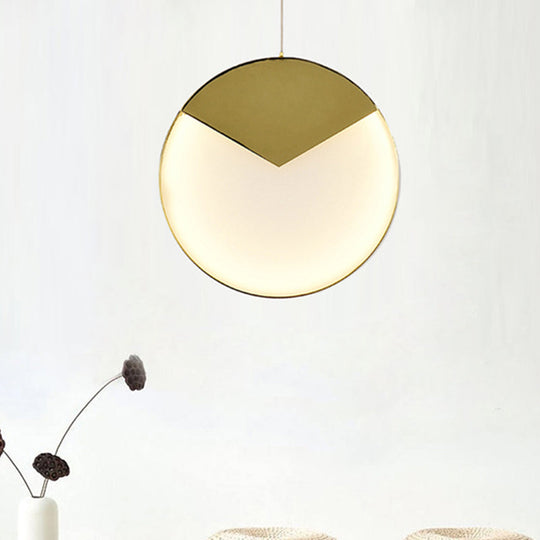 LED Gold Milk Glass Pendant Ceiling Lamp for Modern Living Room"