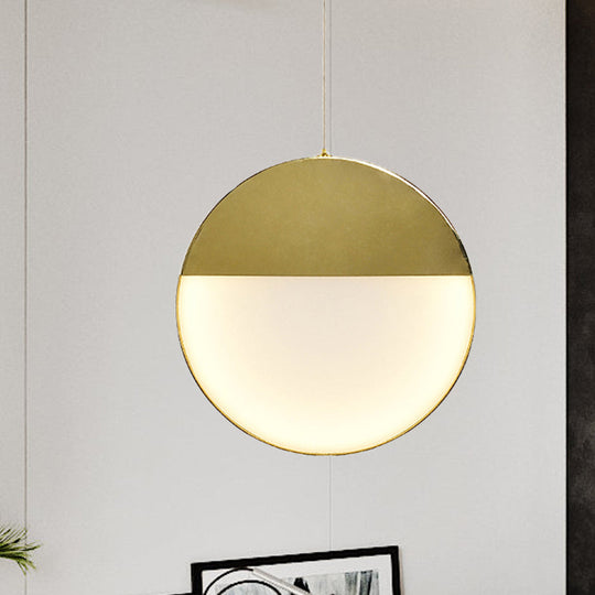 LED Gold Milk Glass Pendant Ceiling Lamp for Modern Living Room"