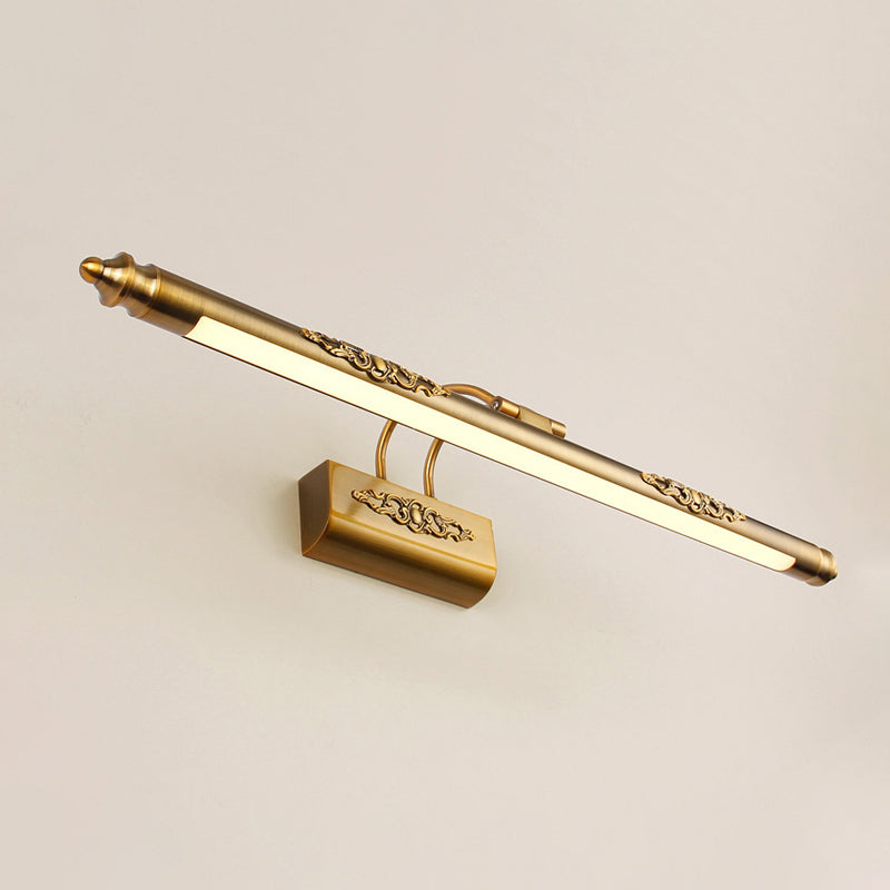 Vintage Style Bronze Carved Vanity Lighting Fixture - Warm/White LED Wall Sconce Lamp