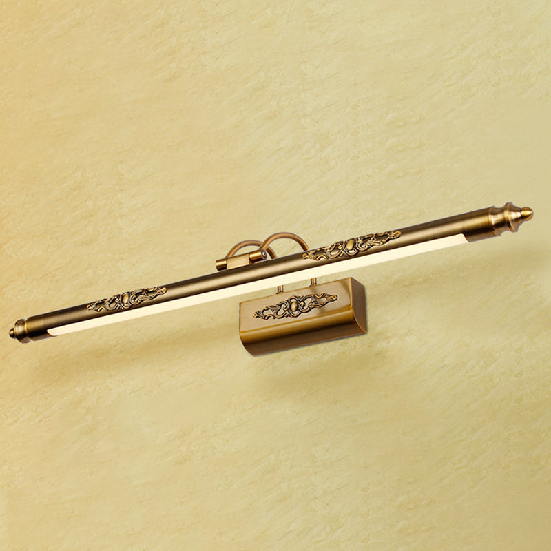 Vintage Style Bronze Carved Vanity Lighting Fixture - Warm/White LED Wall Sconce Lamp