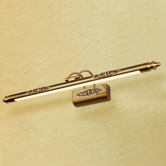 Vintage Style Bronze Carved Vanity Lighting Fixture - Warm/White LED Wall Sconce Lamp