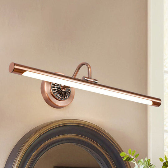 Modernist Style Tube Metal Vanity Sconce Light, LED Wall Mount Lamp (18"/22" W) in Weathered Copper/Brushed Brass - Warm/White Light