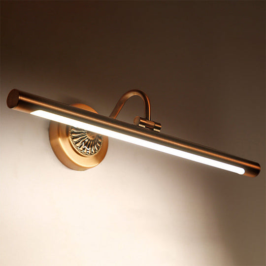 Modernist Style Tube Metal Vanity Sconce Light, LED Wall Mount Lamp (18"/22" W) in Weathered Copper/Brushed Brass - Warm/White Light