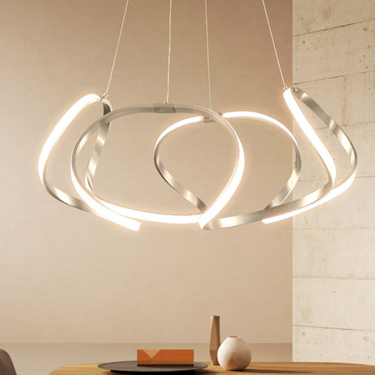 23.5"/31.5" Chrome/Gold Strip Chandelier LED Hanging Lamp - Postmodern Acrylic Kit in Warm/White Light