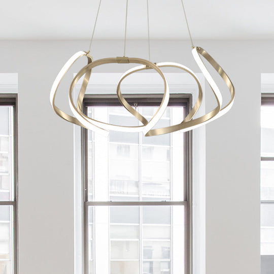 23.5"/31.5" Chrome/Gold Strip Chandelier LED Hanging Lamp - Postmodern Acrylic Kit in Warm/White Light