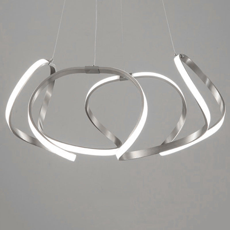 23.5"/31.5" Chrome/Gold Strip Chandelier LED Hanging Lamp - Postmodern Acrylic Kit in Warm/White Light