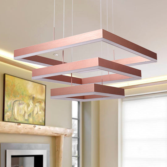 Rose Gold Bedroom Chandelier with Acrylic Shade - 1/2/3-Light Pendant in Warm/White/Natural Light