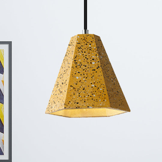 Geometric Cement Pendant Light - 1 Light Simplicity Hanging Light (Black/White/Yellow)