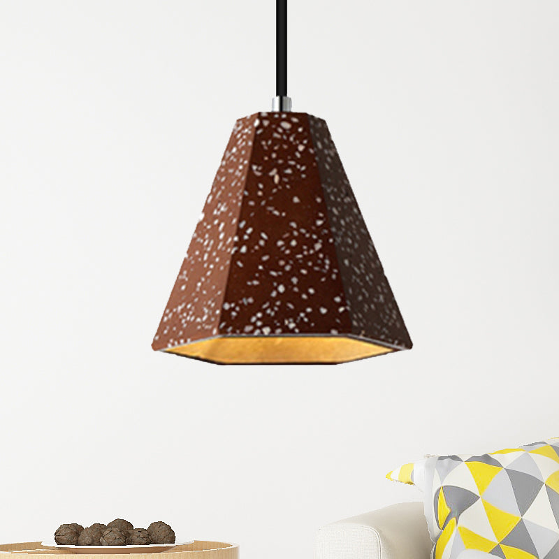 Geometric Cement Pendant Light - 1 Light Simplicity Hanging Light (Black/White/Yellow)