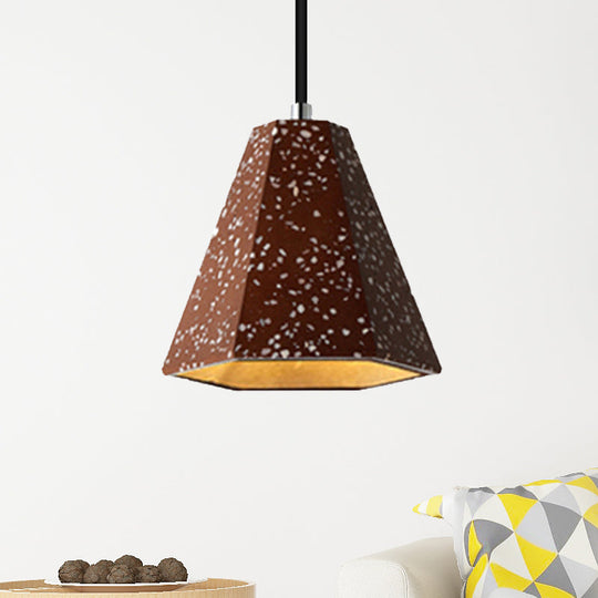 Geometric Cement Pendant Light - 1 Light Simplicity Hanging Light (Black/White/Yellow)