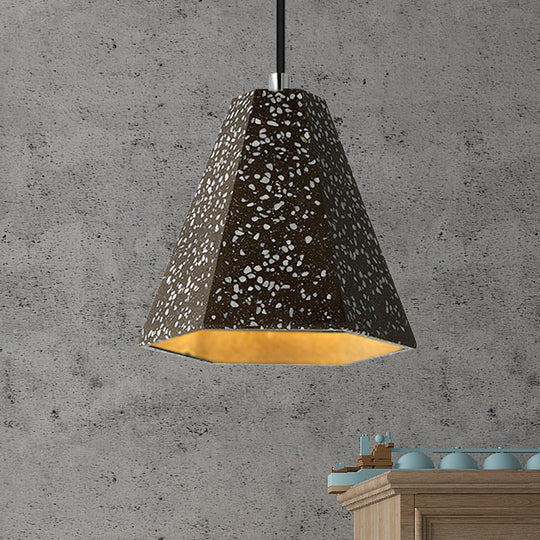 Geometric Cement Pendant Light - 1 Light Simplicity Hanging Light (Black/White/Yellow)