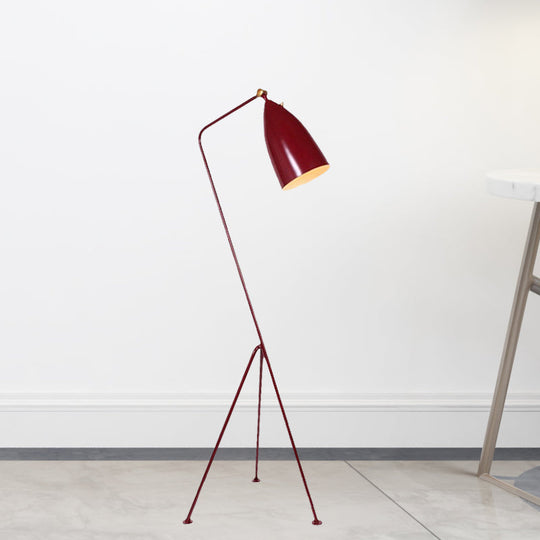 Modern Tripod Floor Lamp with Bell Shade - Metallic Design, 1 Light - Black/White - Perfect for Bedroom