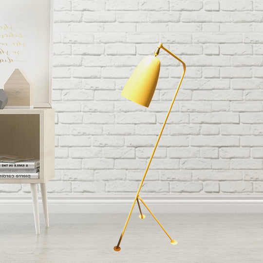 Modern Tripod Floor Lamp with Bell Shade - Metallic Design, 1 Light - Black/White - Perfect for Bedroom