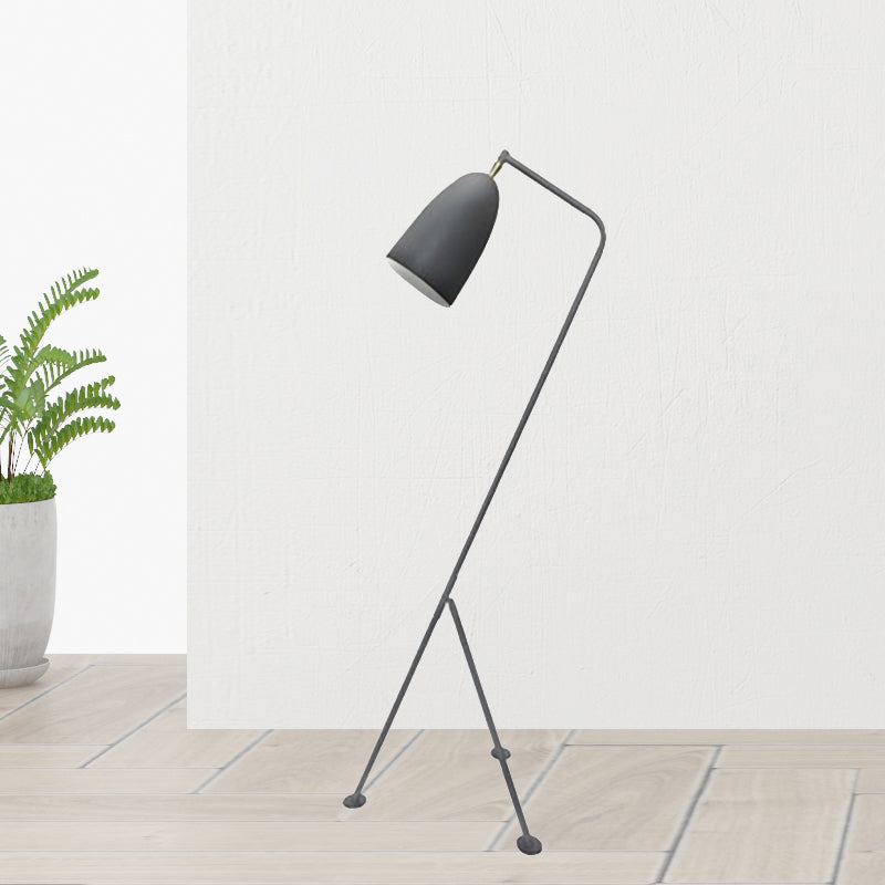 Modern Tripod Floor Lamp with Bell Shade - Metallic Design, 1 Light - Black/White - Perfect for Bedroom