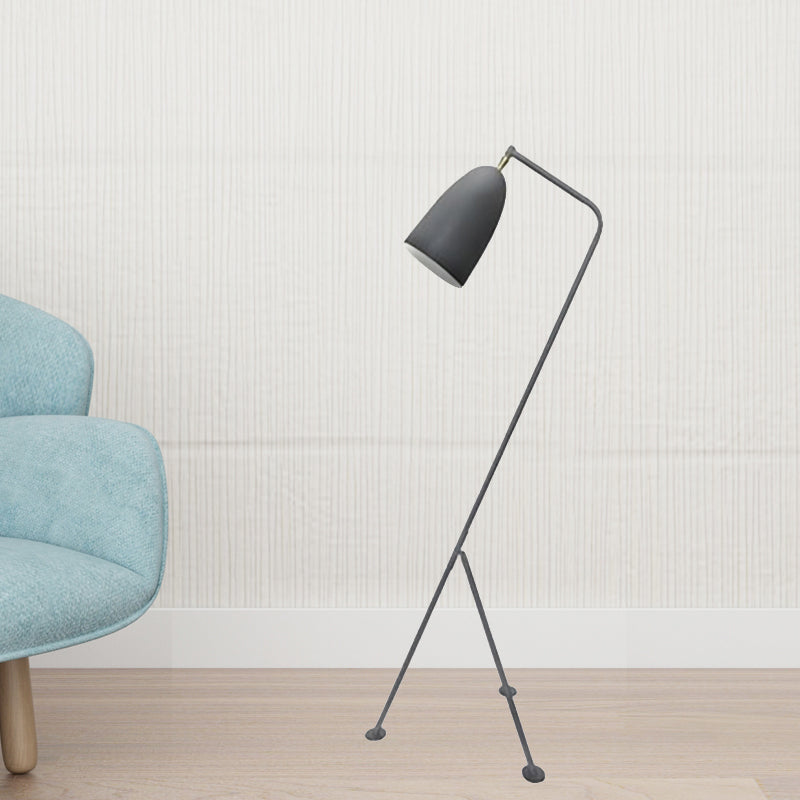 Modern Tripod Floor Lamp with Bell Shade - Metallic Design, 1 Light - Black/White - Perfect for Bedroom