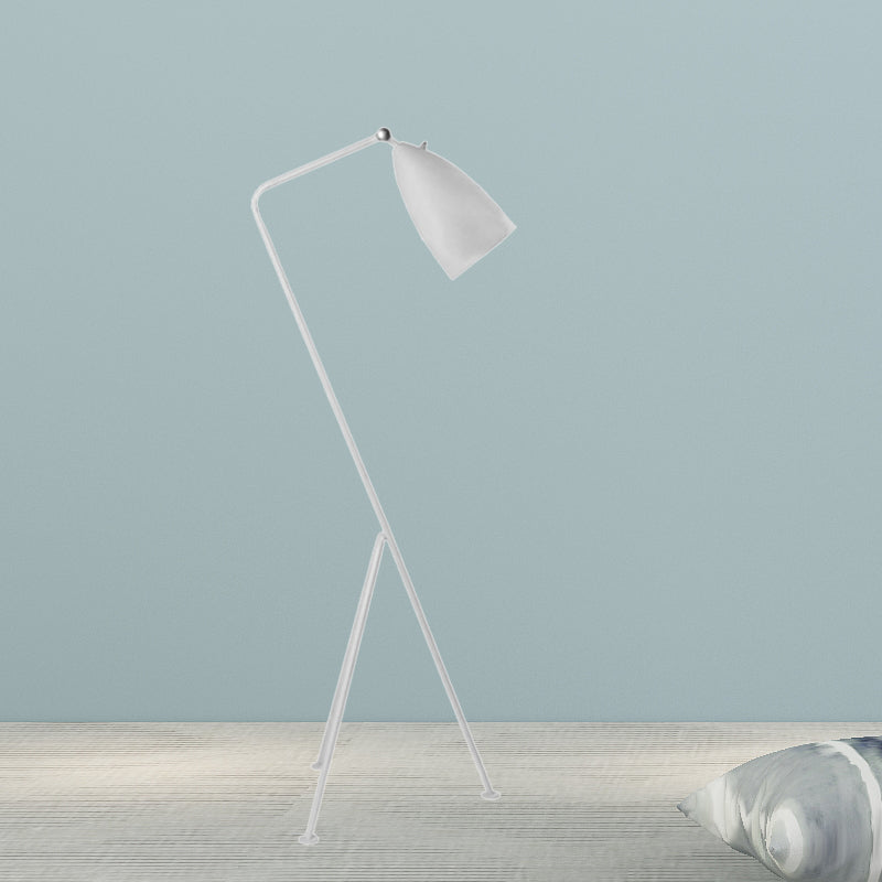Modern Tripod Floor Lamp with Bell Shade - Metallic Design, 1 Light - Black/White - Perfect for Bedroom
