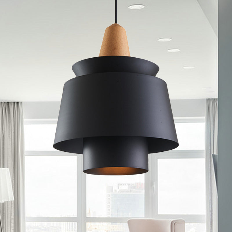 Modern Black/White Pendant Light for Dining Room with Metal Shade