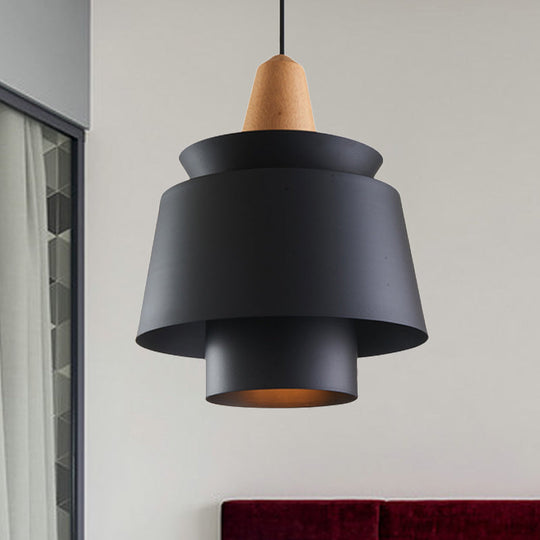 Modern Black/White Pendant Light for Dining Room with Metal Shade