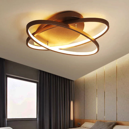 Contemporary LED Acrylic Flush Mount Ceiling Lamp - 21"/29.5"/34" Wide - Black/Brown - Warm/White Light