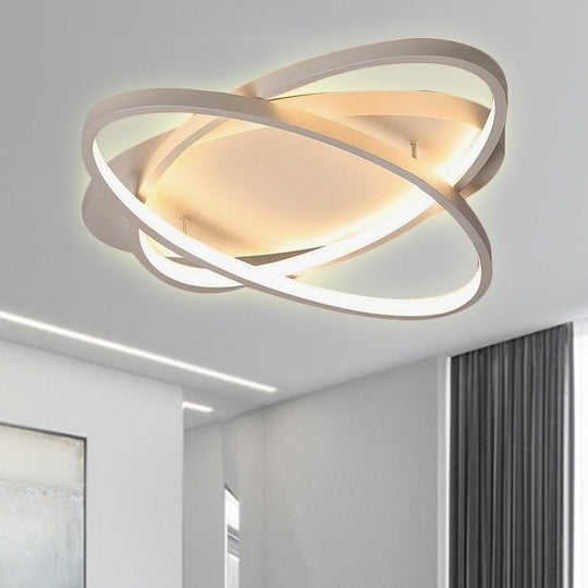 Contemporary LED Acrylic Flush Mount Ceiling Lamp - 21"/29.5"/34" Wide - Black/Brown - Warm/White Light