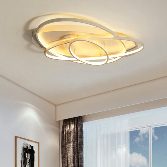 Contemporary LED Acrylic Flush Mount Ceiling Lamp - 21"/29.5"/34" Wide - Black/Brown - Warm/White Light