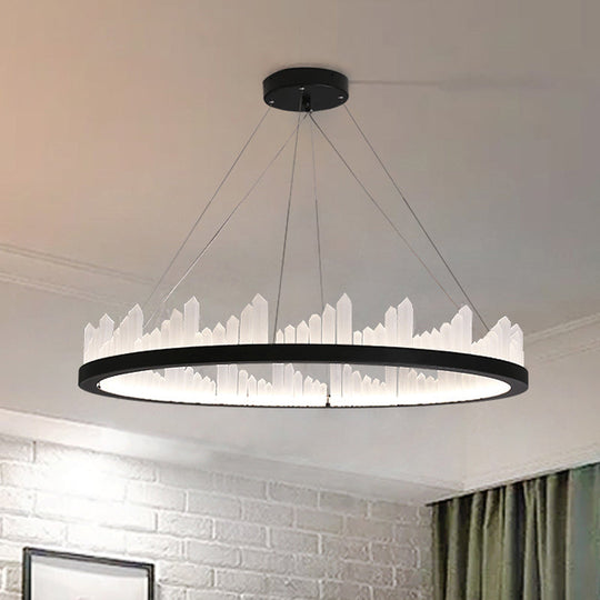 16"/23.5" Circular LED Chandelier Light - Nordic Style Acrylic Black Hanging Light for Kitchen