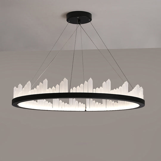 16"/23.5" Circular LED Chandelier Light - Nordic Style Acrylic Black Hanging Light for Kitchen