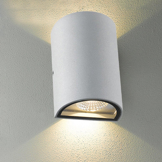 LED Outdoor Wall Washer Light in Black/Gray with Half-Cylinder Aluminum Shade - Warm/White Lighting