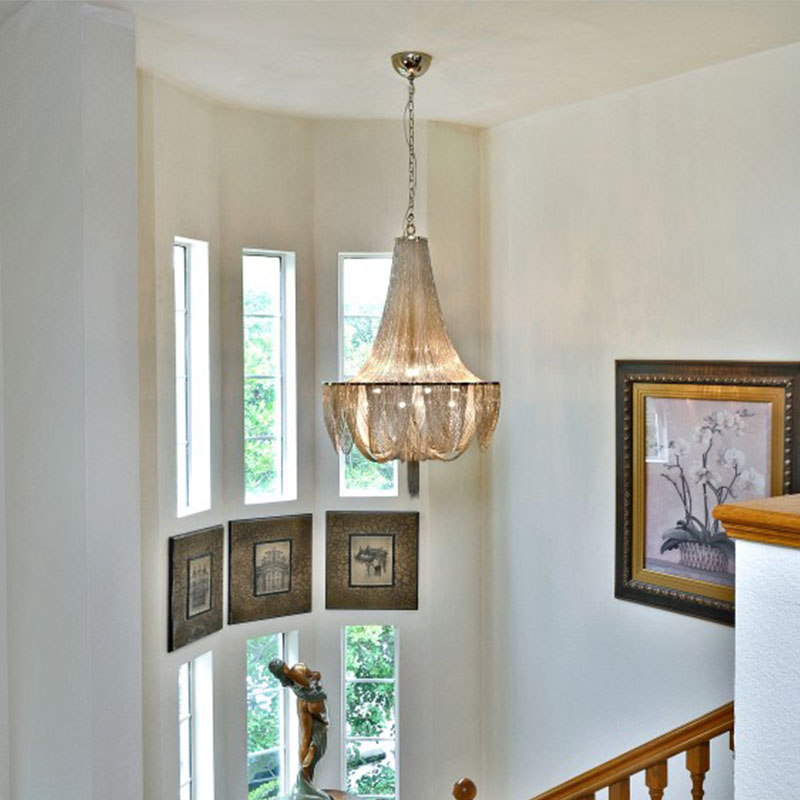 Modern Empire Chandelier - Aluminum Chain Suspension Lamp for Dining Room Ceiling