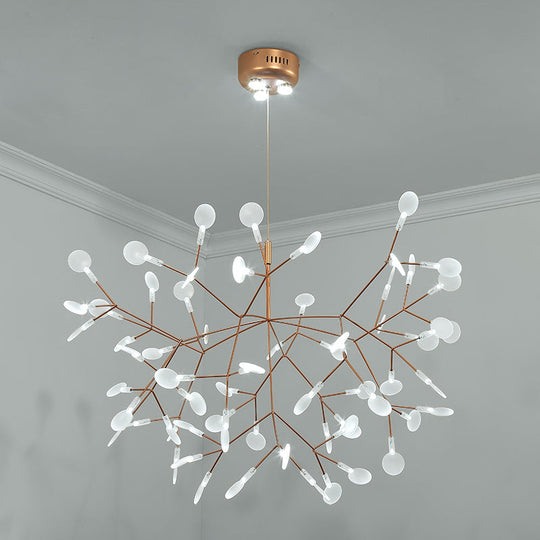 Bronze Designer LED Heracleum Chandelier: Acrylic Living Room Pendant Light Fixture