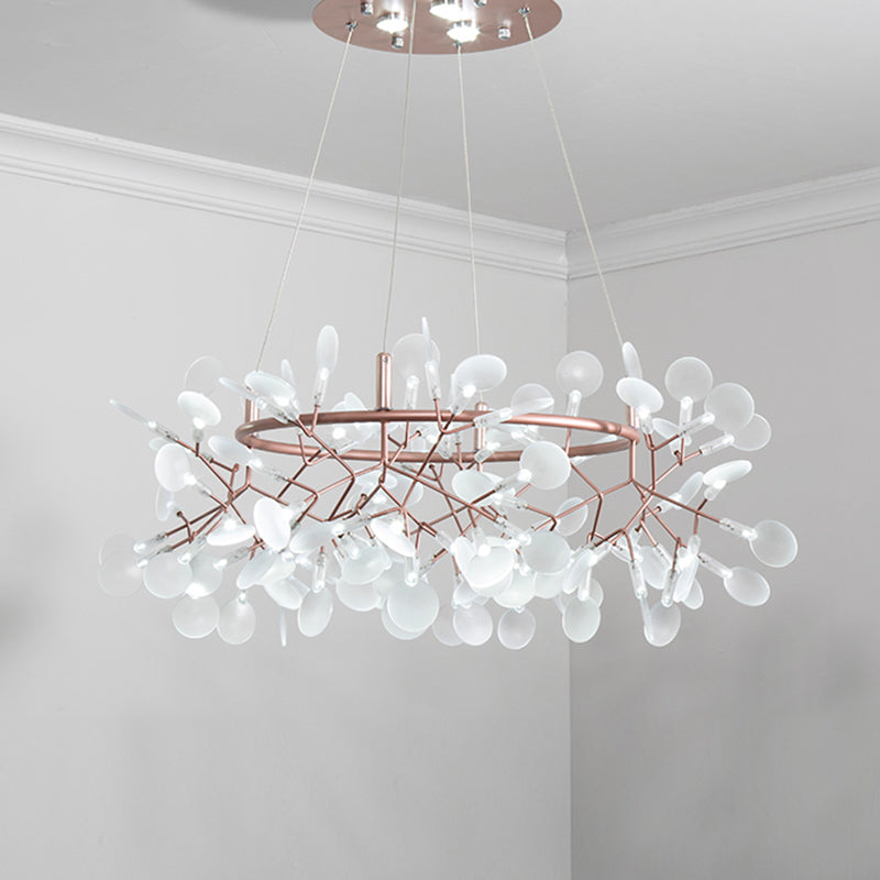 Bronze Designer LED Heracleum Chandelier: Acrylic Living Room Pendant Light Fixture