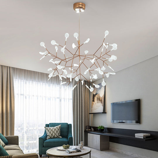 Bronze Designer LED Heracleum Chandelier: Acrylic Living Room Pendant Light Fixture