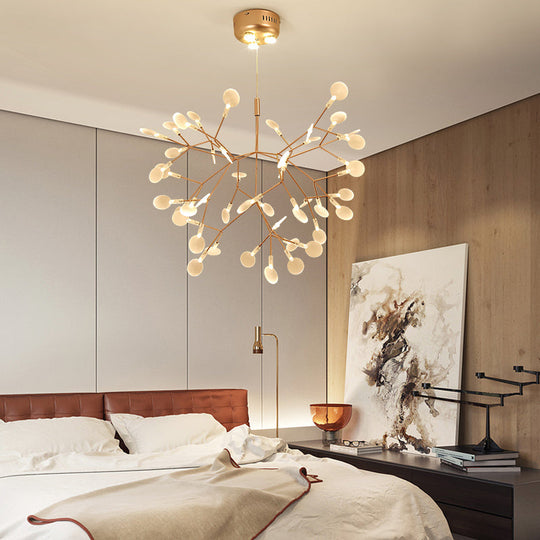 Bronze Designer LED Heracleum Chandelier: Acrylic Living Room Pendant Light Fixture
