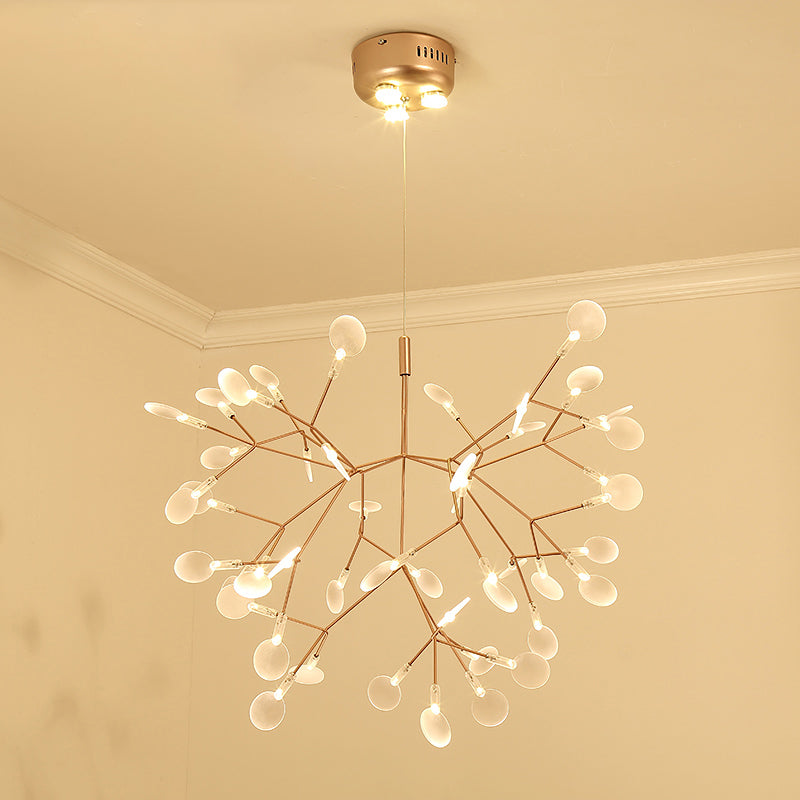 Bronze Designer LED Heracleum Chandelier: Acrylic Living Room Pendant Light Fixture