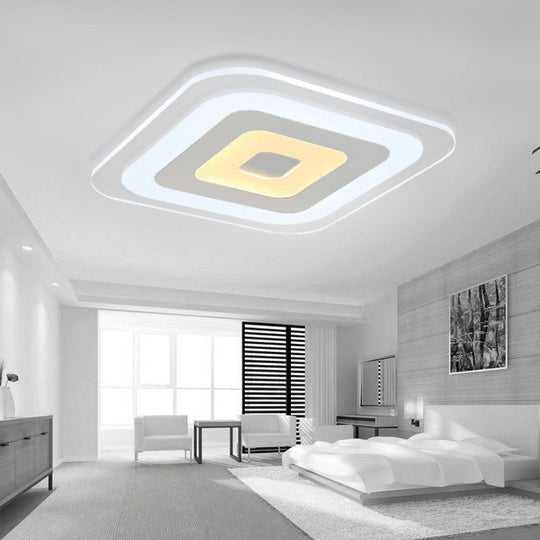 Sleek Surface Mounted LED Ceiling Light - Simplicity in White for Living Room