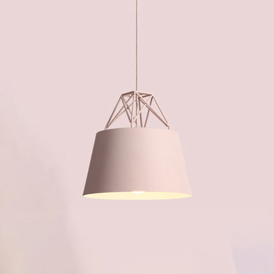 Tapered Macaron Pendant Ceiling Lamp - Metal Single-Bulb Suspension Fixture for Cafes