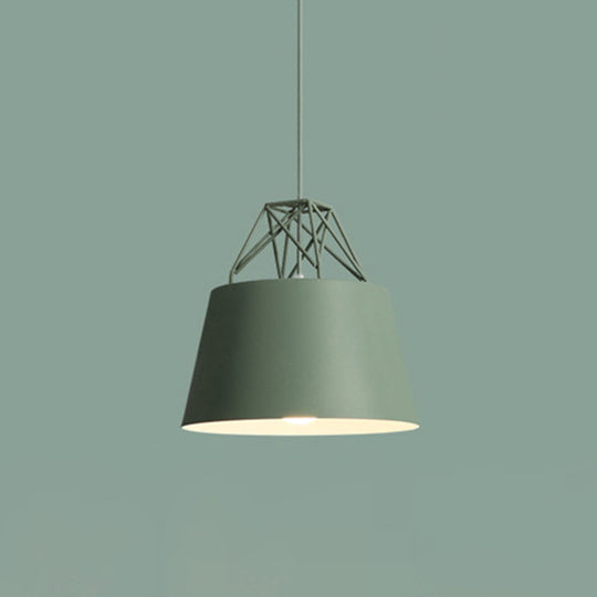 Tapered Macaron Pendant Ceiling Lamp - Metal Single-Bulb Suspension Fixture for Cafes