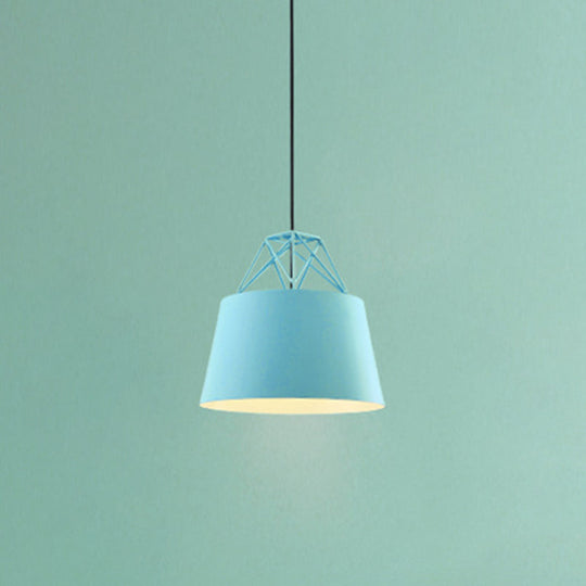 Tapered Macaron Pendant Ceiling Lamp - Metal Single-Bulb Suspension Fixture for Cafes