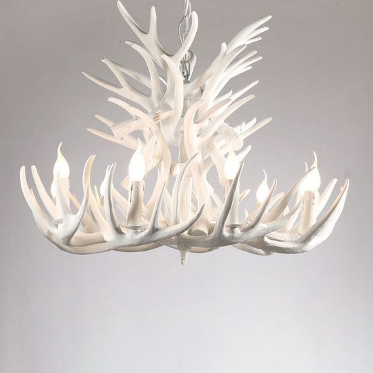 Artificial Antler Chandelier Rustic Resin Hanging Light with Exposed Bulb Design