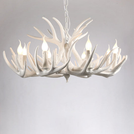 Artificial Antler Chandelier Rustic Resin Hanging Light with Exposed Bulb Design