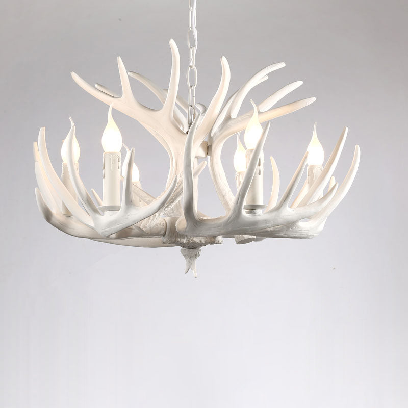 Artificial Antler Chandelier Rustic Resin Hanging Light with Exposed Bulb Design