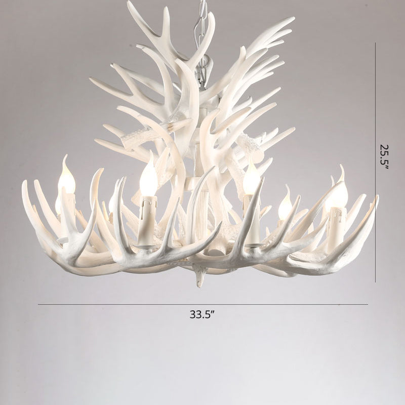 Artificial Antler Chandelier Rustic Resin Hanging Light with Exposed Bulb Design
