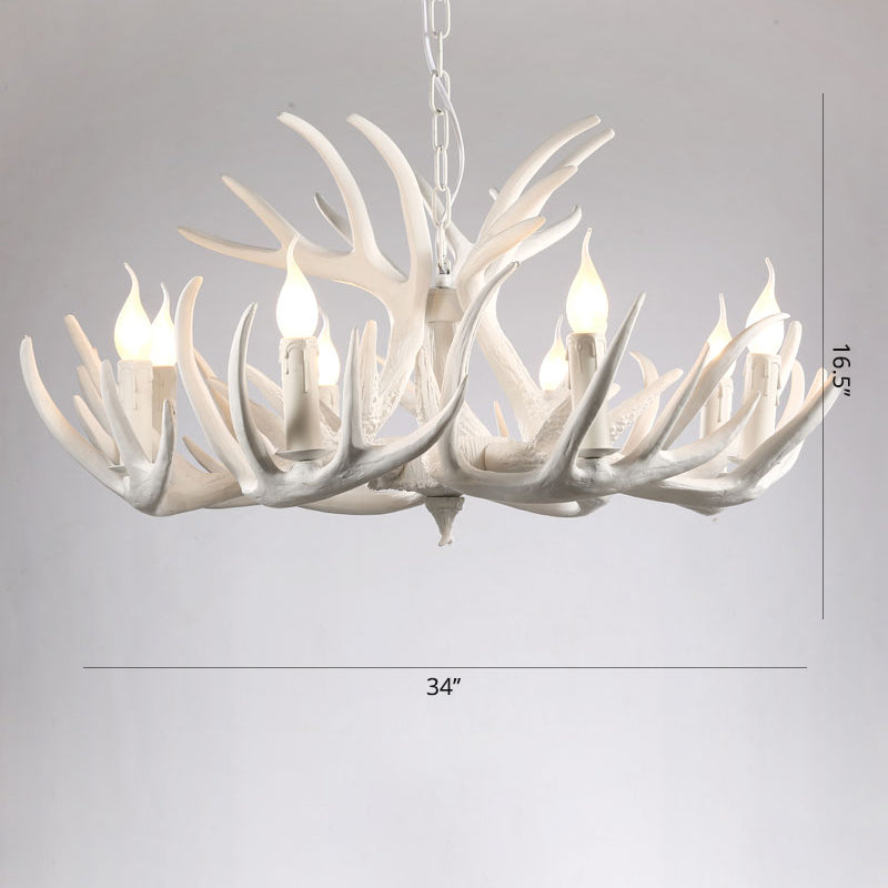 Artificial Antler Chandelier Rustic Resin Hanging Light with Exposed Bulb Design