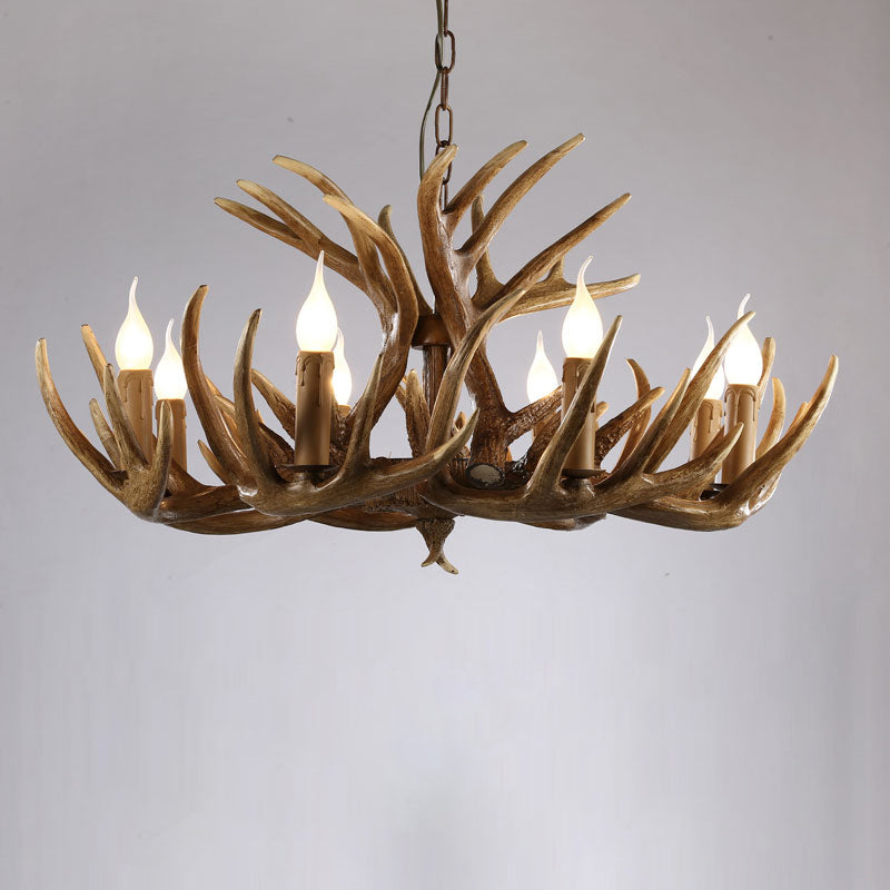 Artificial Antler Chandelier Rustic Resin Hanging Light with Exposed Bulb Design