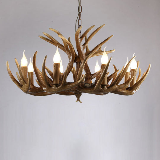 Artificial Antler Chandelier Rustic Resin Hanging Light with Exposed Bulb Design