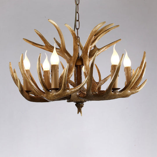 Artificial Antler Chandelier Rustic Resin Hanging Light with Exposed Bulb Design